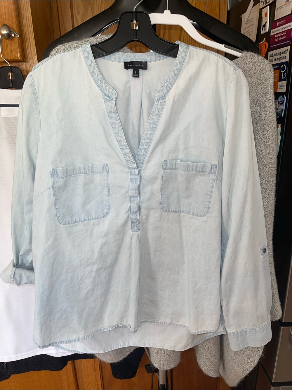The Limited Light Wash Denim Top  Shirt Large